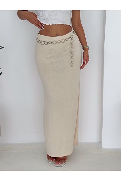 MaxiMor Women's Elastic Waist Comfortable Fit Long Stretch Viscosse Fabric Skirt Height 100 cm Belt Not Included