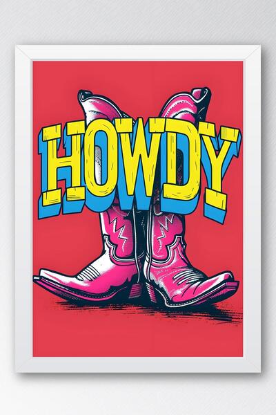 Saturn Howdy Cowboy Boot Framed Painting - Pop Art Poster Painting