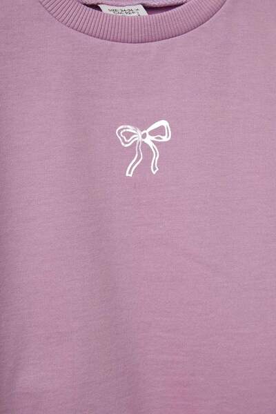 DeFacto Baby Girl Crew Neck Soft Furry Printed Sweatshirt E8352A525Au