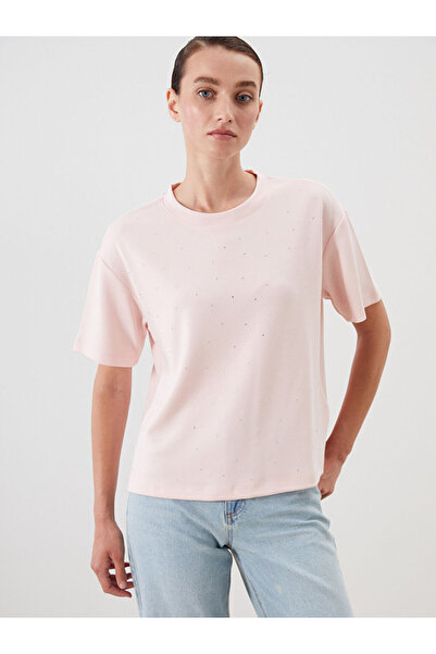 LC Waikiki Rmz Gi̇yi̇m Farkiyla Zero Roba Collar Stone Women's T-Shirt