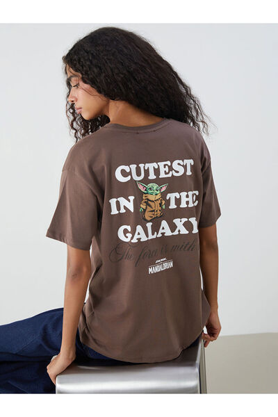 LC Waikiki Brown Crew Neck Printed Women's T-Shirt