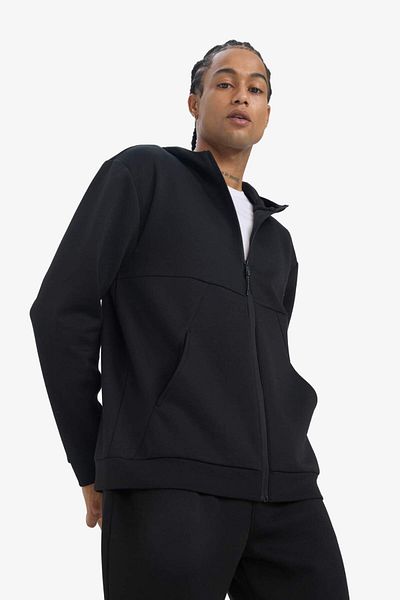DeFacto Defactofit Standard Fit Hooded Skuba Diver Fabric Soft Tuuse Zip Cardigan E9336Ax25Au