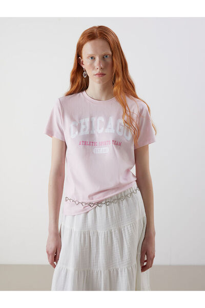 LC Waikiki Γυναικείο μπλουζάκι με στάμπα Crew Neck