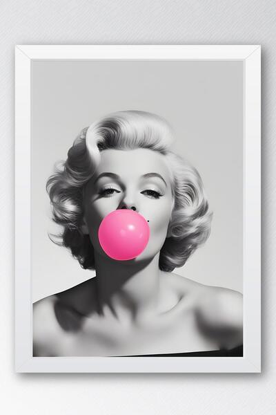 Saturn Marilyn Monroe Iconic Pink Balloon Framed Painting - Pop Art Poster Painting