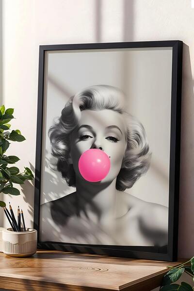 Saturn Marilyn Monroe Iconic Pink Balloon Framed Painting - Pop Art Poster Painting