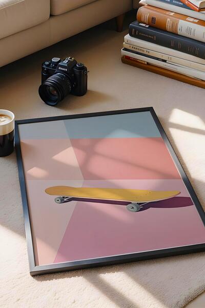 Saturn Skateboard Framed Painting - Pop Art Poster Painting