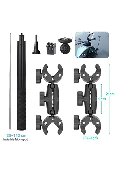 Choice مجموعة B مشبك مزدوج للكاميرا ومشبك كراب لكاميرا GoPro ودراجة نارية ومقود دراجة لكاميرا Insta360