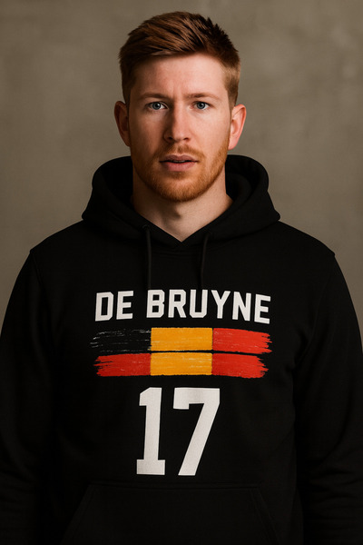 CLASSY.MODA سويت شيرت بقلنسوة De Bruyne 17 – تصميم علم بلجيكا – جيب كنغر من ا...