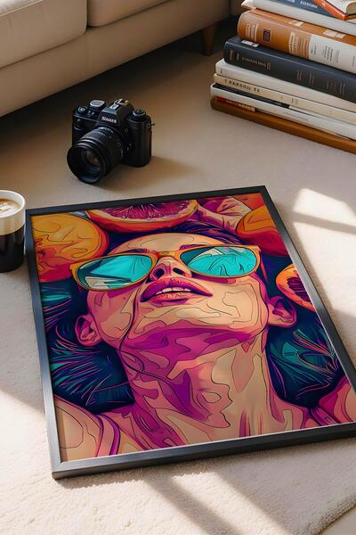 Saturn Woman Reaching Inside Fruits Framed Painting - Pop Art Poster Painting