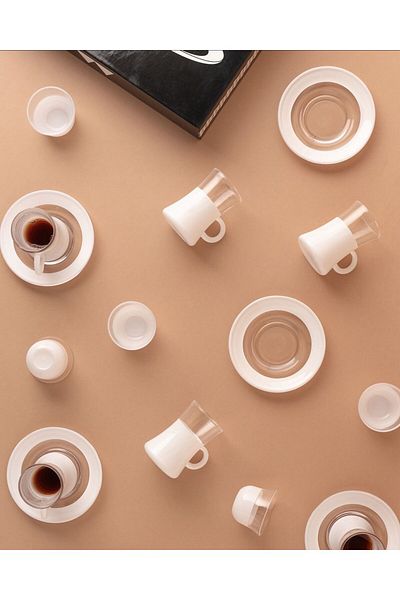 Generic 18-piece tea and coffee cup set with saucer
