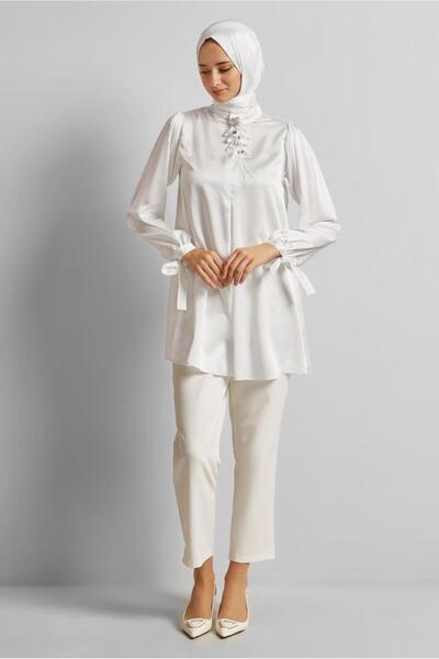 Alvina Brooch Satin Tunic 45589