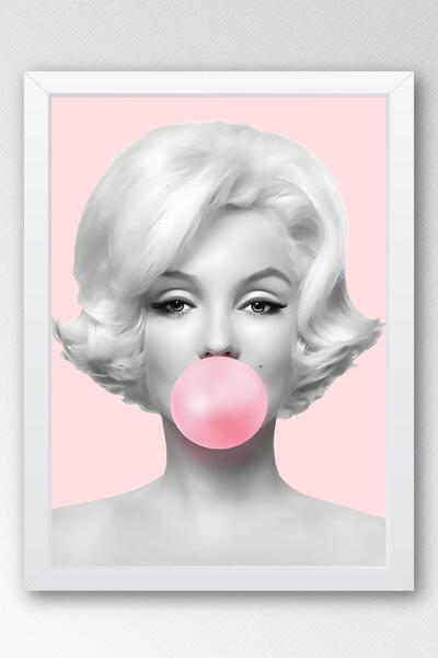 Saturn Marilyn Monroe Pink Bubble Gum Balloon Framed Painting - Pop Art Poster Painting