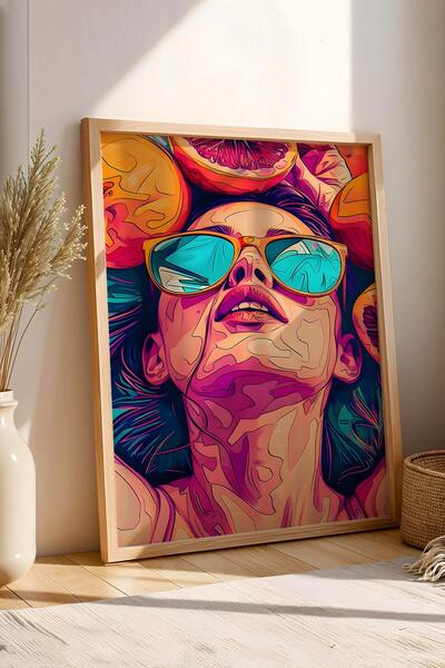 Saturn Woman Reaching Inside Fruits Framed Painting - Pop Art Poster Painting