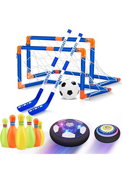 erorex Hover Soccer Ball Kids 3 1 Hover Hockey Bowling Set Led Light Rechargeable Floating Air Soccer Ball