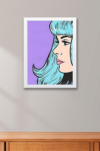 Saturn Woman with Blue Hair Framed Painting - Pop Art Poster Painting
