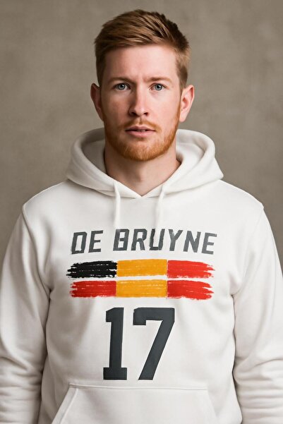 CLASSY.MODA سويت شيرت بقلنسوة De Bruyne 17 – تصميم علم بلجيكا – جيب كنغر من ا...