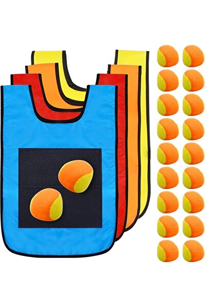 erorex 24 Pcs Dodgeball Game Set Outdoor 20 Pcs Playground Floating Ball 4 Pcs Sticky Dodgeball Vest