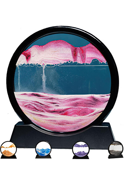 Deautie Decorațiune de masă rotativă la 360° cu nisip roz 3D de 30 cm