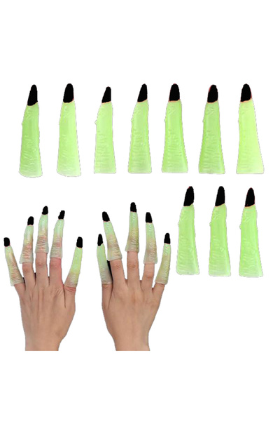 Skygo Halloween Halloween Black Witch Nails That Glow in the Dark 10 Pieces