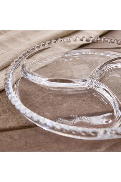 Home Box Merriam 3-Partition Beaded Serving Plate - 23.3 cm