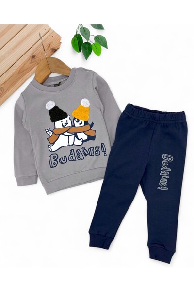 voyyo kids baby Baby Boy Seasonal Penguin Printed 100% Cotton 2-Piece Bottom Top Baby Boy Set
