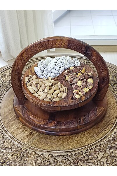 DNC Art&Deco Handmade Wooden Pop-Up Drop Pattern Snack Bowl - Multifunctional Serving Plate (Medium Size)