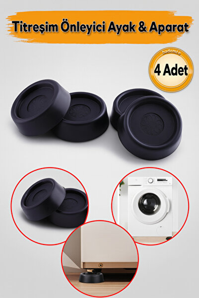 Badem10 4'lü Çamaşır Bulaşık Makinesi Buzdolabı Titreşim Yükseltici Siyah Eşy...