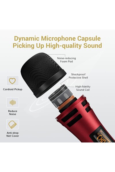 TONOR Rechargeable Wireless Microphones 5 Channels for Karaoke, Singer, DJ, Party, Speech, Black