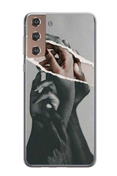 Atlas Husa personalizata 360 de grade pentru Samsung Galaxy S21, Black and White Hands, S1D1M0300