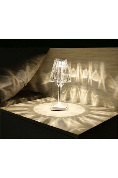 Raffine Crystal Diamond Ambience Desk Lamp White