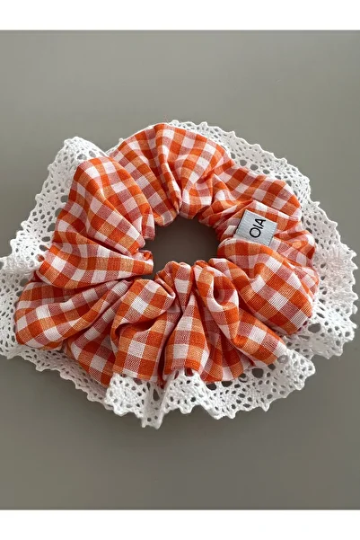 OIA Atelier Lace Big Gingham Yellow Scrunchie Rubber Buckle