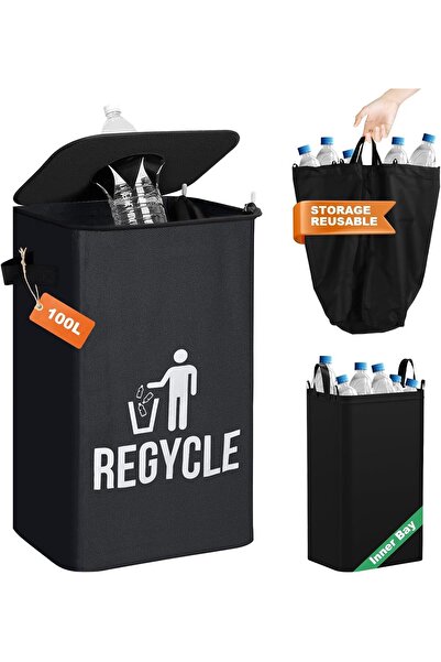 OEM Coș de gunoi pliabil pentru reciclare 100L negru