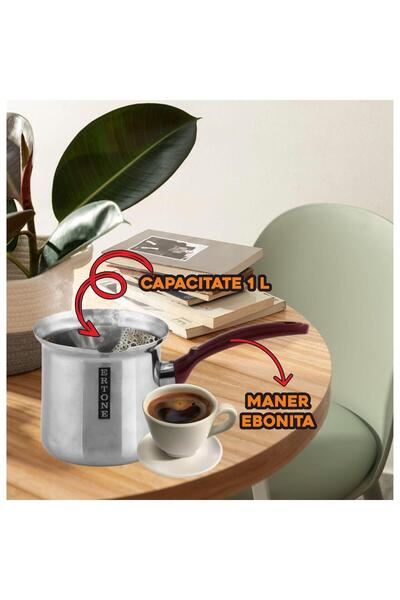 ertone Nerezová konvice ERT-MN 08, objem 1 l, ebonitová rukojeť