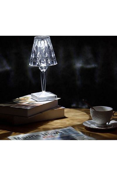 Raffine Diamond Crystal Table Lamp White 30cm