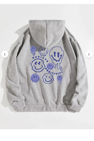 Revasser Unisex Erkek/Kadın RADIATE Renkli Özel Baskılı Pamuklu Oversize Kapüşonlu Sweatshirt