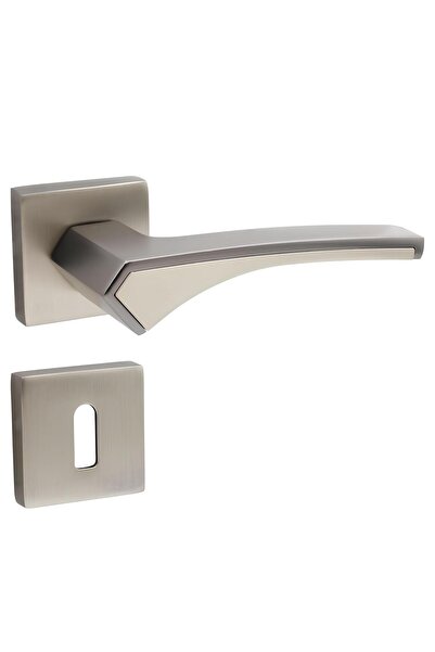 NZB (1 Set) Square Rosette Room Door Handle Suitable for Right and Left Satin