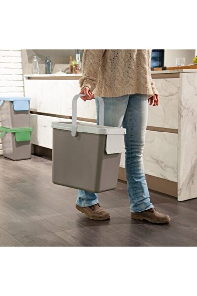 Snips 25L Recycling Bin for Separate Waste Collection – Grey with Light Green Lid, Made in Italy