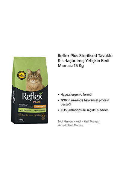 Reflex Kısırlaştırılmış kedi maması 15kg 1kg hediye [YENİ PAKET]
