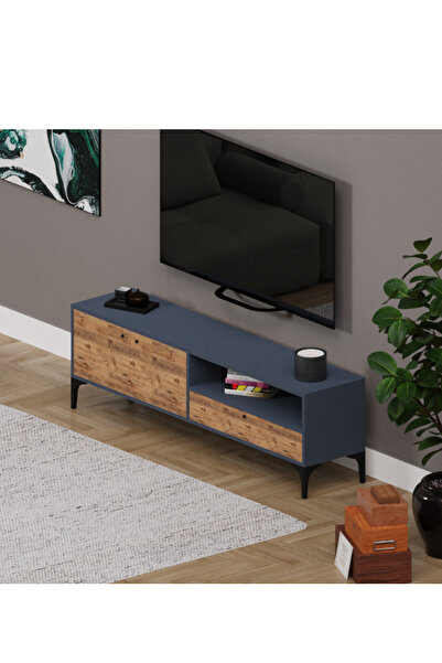 Alfimo Mobilya NOVA 2 KAPAKLI ÇEKMECELİ TV ÜNİTESİ ANTRASİT&CEVİZ AFM140