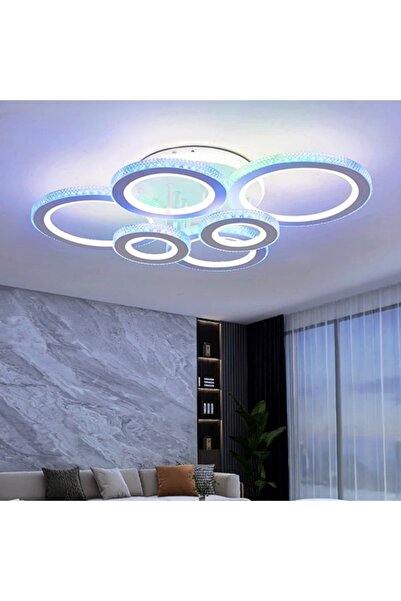 LED CONCEPT LED chandelier with 3 types of light + RGB and remote control, white, round, 172W, dimmable, 80x60x15cm
