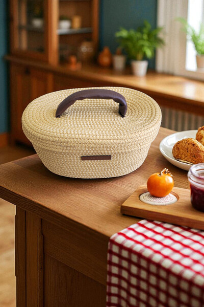 KAAN HOME TEKSTİL Kaan Home Hand Woven Bread Basket – Natural and Decorative Multi-Purpose Organizer
