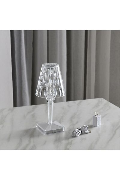 Raffine Crystal Diamond Ambience Desk Lamp White