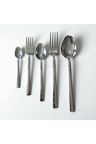 ENASHOP 60 Piece Dot Pattern 12 Person Stainless Steel Cutlery Set 1St Quality