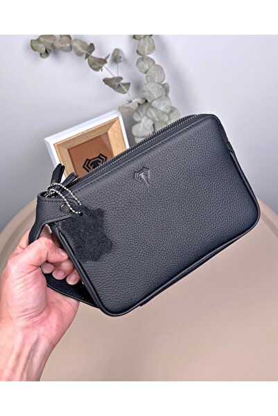 Fil Deri Genuine Leather Handheld Double Zipper Men's Handbag 2101