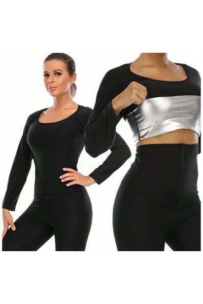 Generic Women's Long Sleeve Sauna Shirt for Sports, Outdoor Activities, Sweating Enhancement, Helps Detoxify