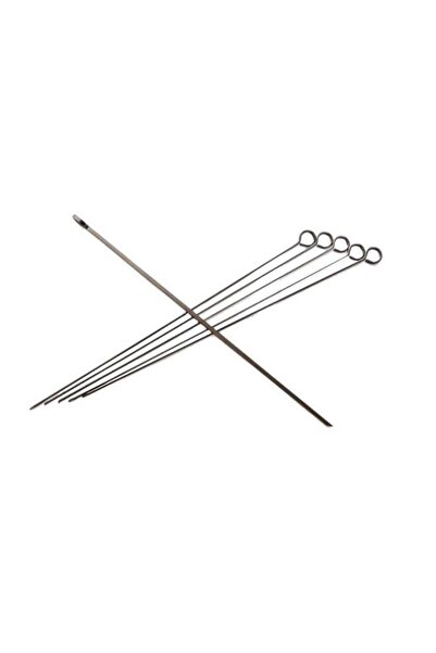 Generic مجموعة أسياخ شواء من الفولاذ المقاوم للصدأ مكونة من 6 قطع باللون الفضي مقاس 12 بوصة