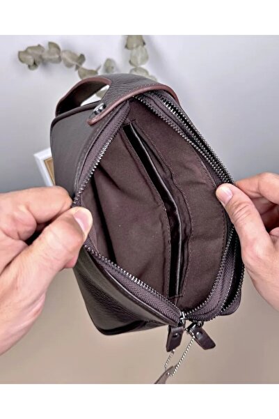 Fil Deri Genuine Leather Handheld Double Zipper Men's Handbag 2101