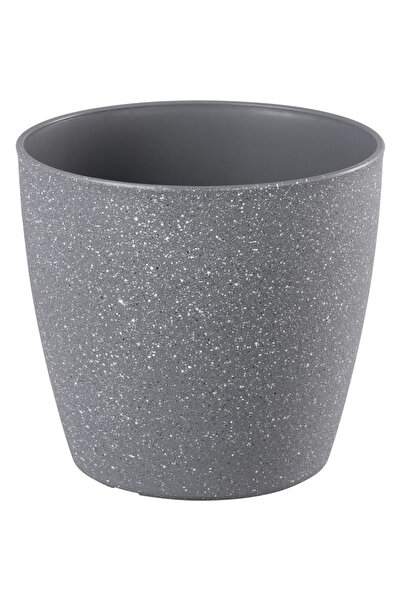 SGTT Ghiveci din plastic rezistent, culoare gri, efect de piatră, diametru 23 cm, înălțime 20,5 cm