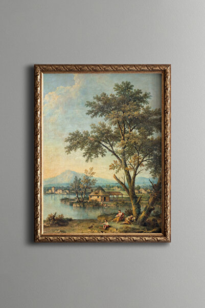 epiqart Nehir Manzarası - Vintage Desenli Çerçeve