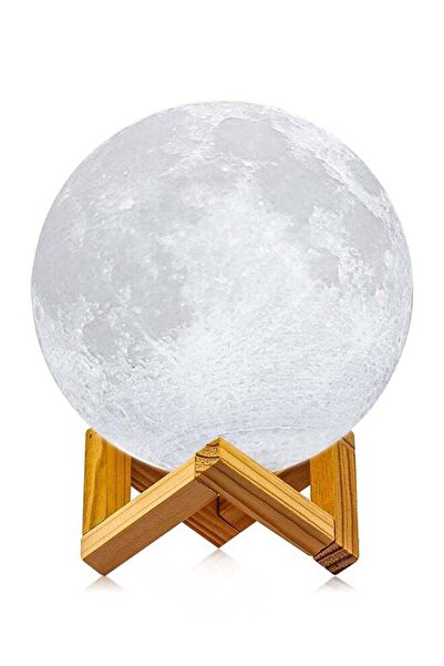 CYTHERIA مصباح LED على شكل قمر مطبوع ثلاثي الأبعاد مع حامل أصفر 8 سم